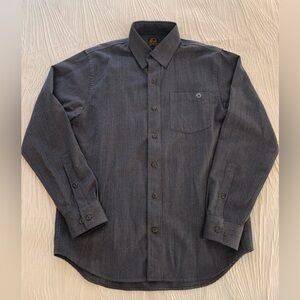 Overland 100% Worsted Wool Herringbone pattern button down shirt, size Medium